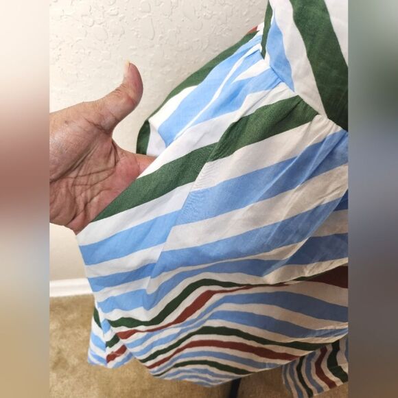 Maeve Anthropologie Halter Midi Sundress Striped Neutral Mot Size M - Picture 8 of 11